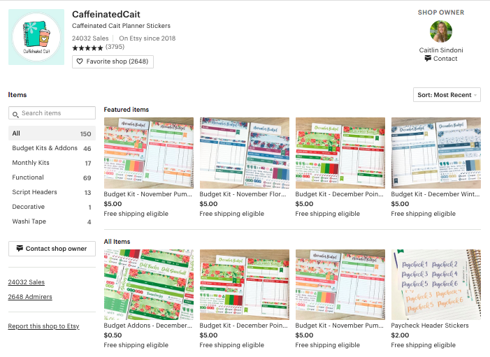 caffeinate cait budget stickers