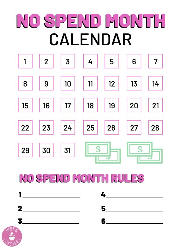 No Spend Month Challenge Tips Printables