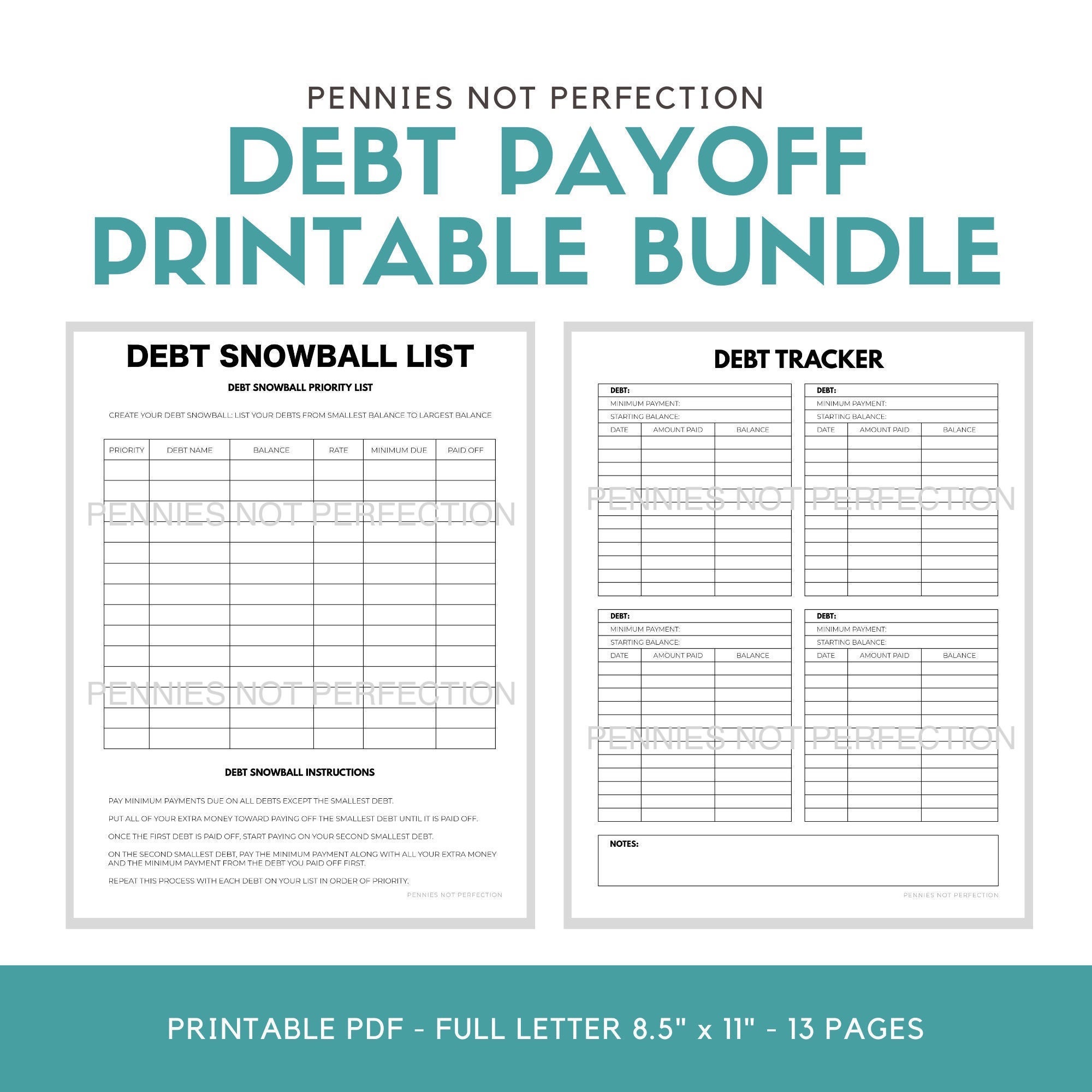 Debt Payoff Planner Bundle Printable Bundle Debt Snowball & Debt