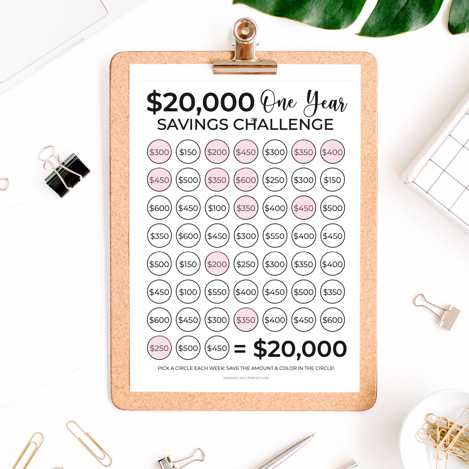 Save 20,000 Dollars In One Year | Money Saving Challenge 20K | 20,000 Dollar Savings Challenge Tracker Printable