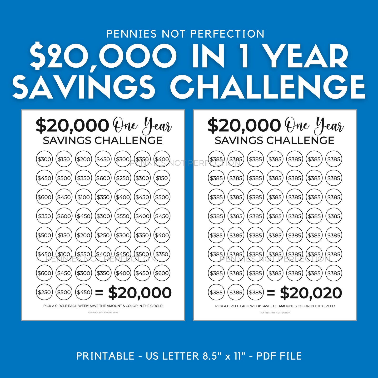 $10000 Savings Challenge Printable Plan