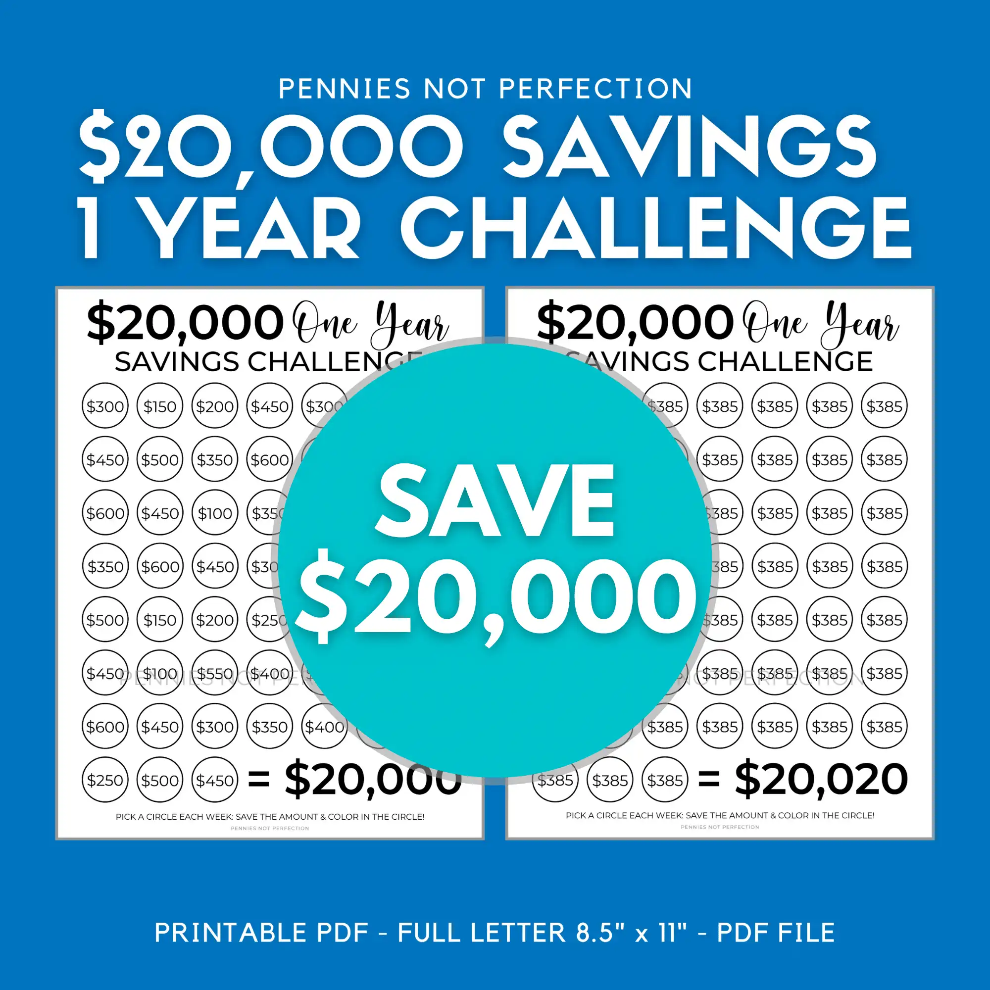 $20,000 Savings Challenge Tracker