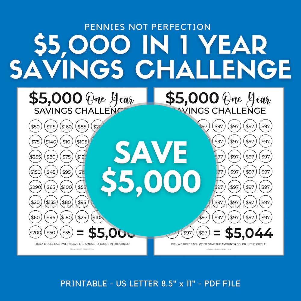 $5,000 Savings Challenge Tracker
