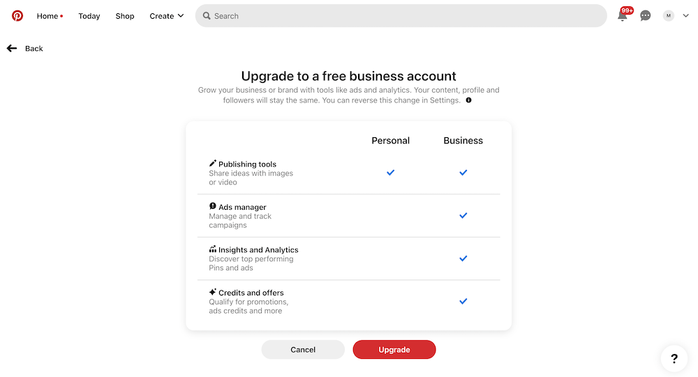 how to upgrade your pinterest account to a business account